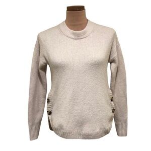 Madewell Cream Crewneck Button-Side Sweater